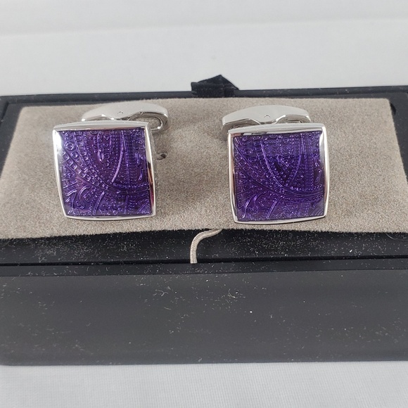 NEW Jos. A. Bank silver tone Purple sqr cuff link - Picture 1 of 2